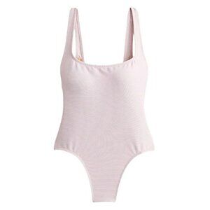J. Crew Ribbed Squareneck One-piece Swimsuit in Pale Blossom NWT